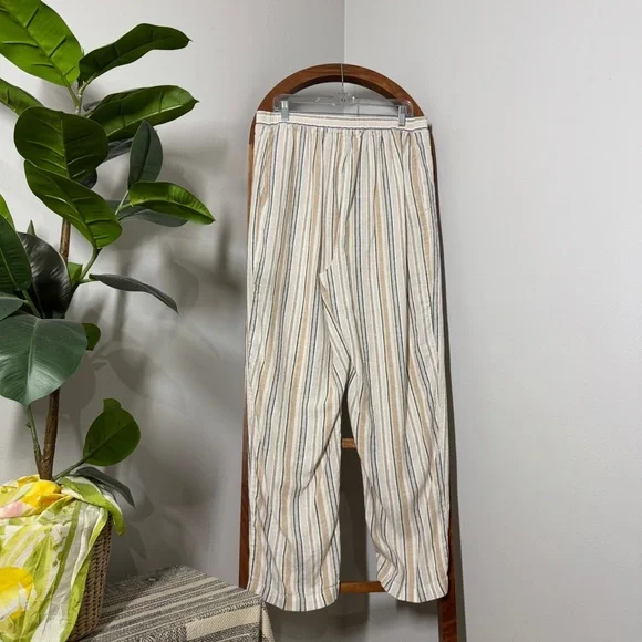 Woman Within 16W PETITE Linen Blend Striped Wide Leg Pants Coastal Beachy - Picture 3 of 11